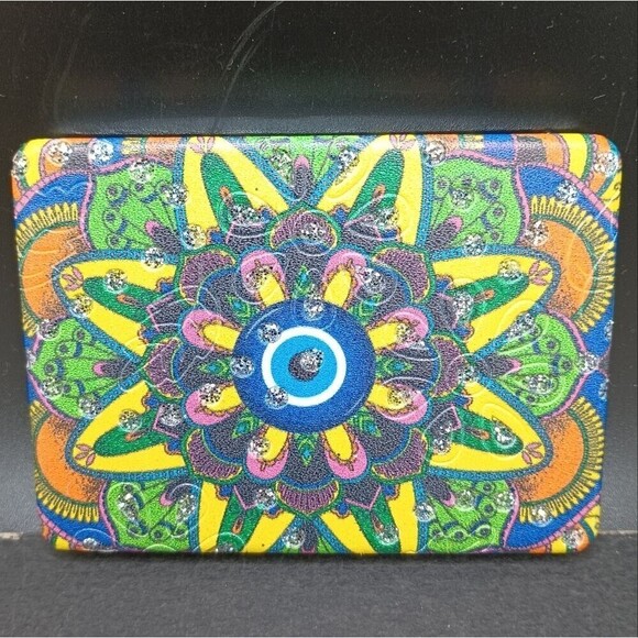 EVIL Eye of protection compact mirror case Ethnic travel Mandala looking glass - Picture 5 of 5